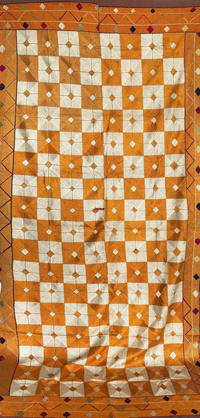 550 Checkerboard Phulkari Bagh-WOVENSOULS-Antique-Vintage-Textiles-Art-Decor