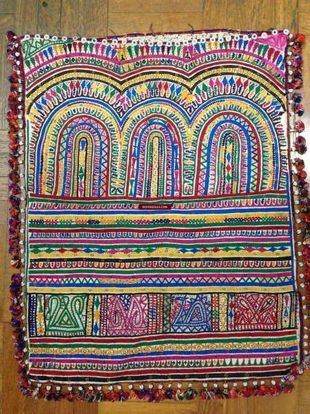 704 Vintage Debariya Rabari Trousseau or Dowry Bag Applique & Embroidery-WOVENSOULS-Antique-Vintage-Textiles-Art-Decor