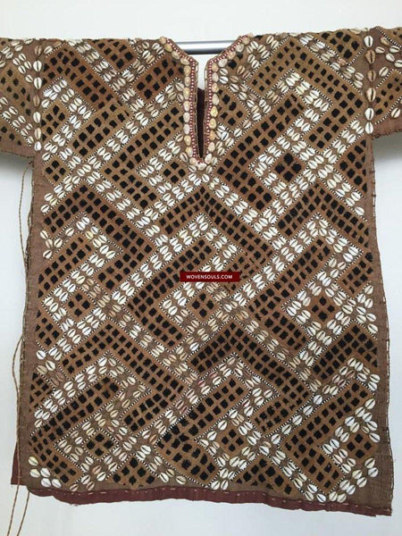 842 Rare Antique Kuba Ceremonial Raffia Jacket with Cowrie Shells-WOVENSOULS-Antique-Vintage-Textiles-Art-Decor