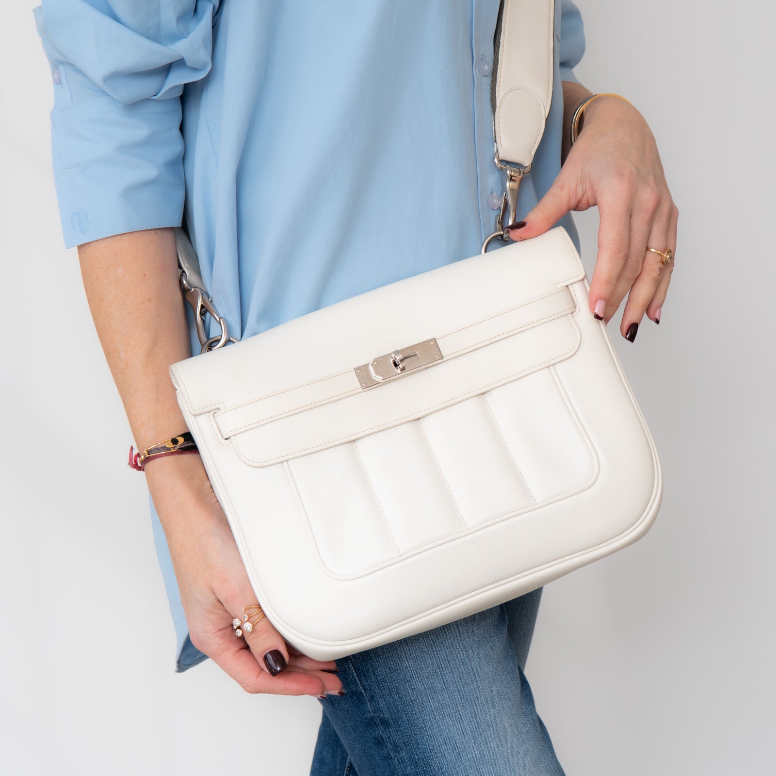 Image of Hermes White Berline Bag