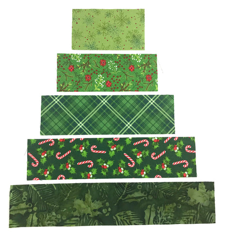 Christmas Tree Block Auditioning the Fabrics