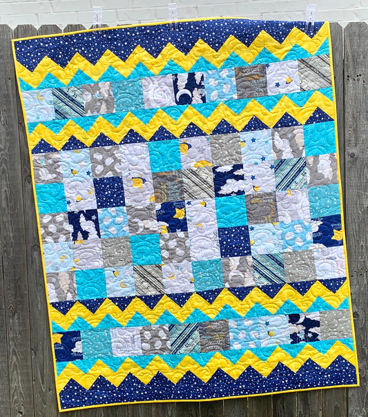 Gender Neutral Rainbow Themed Patchwork Baby Quilt