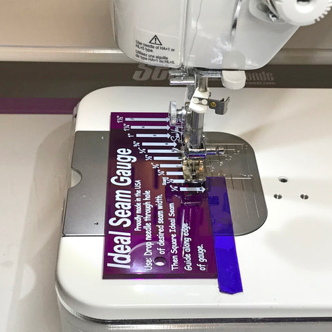 Ideal Seam Gauge in use on a sewing machine