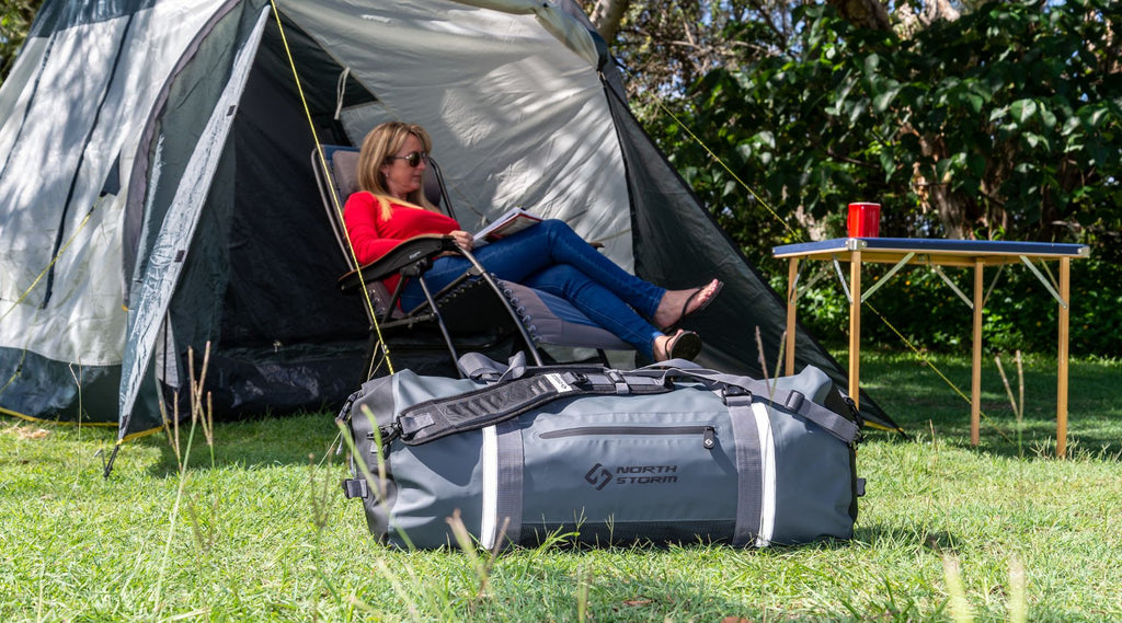 CAMPING WITH A NORTH STORM 60L WATERPROOF DUFFEL BAG 