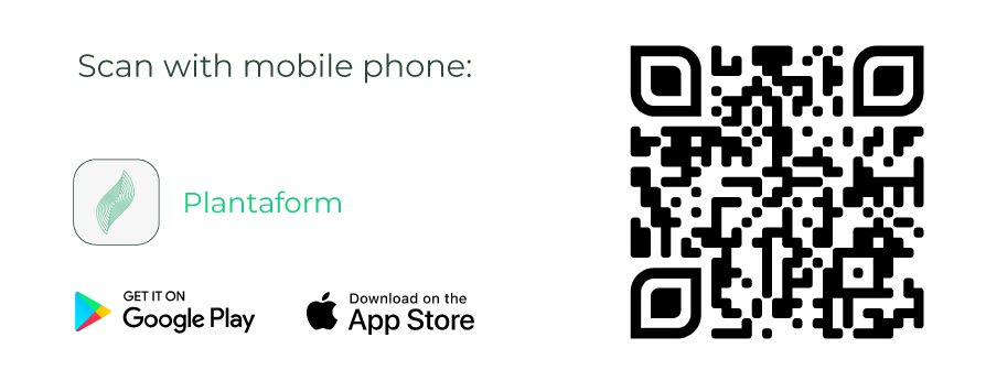 QR code displaying the Plantaform App download page for Android and iOS