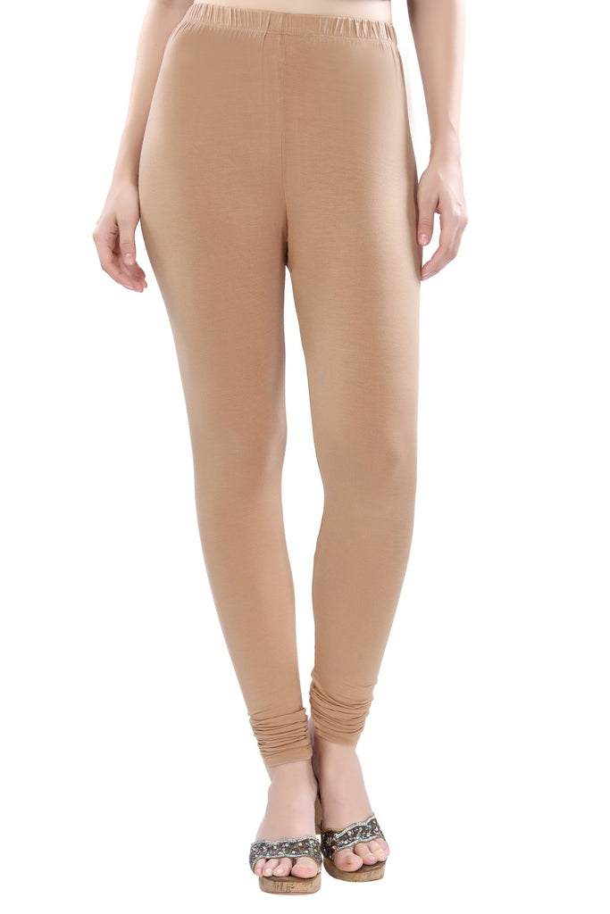 Women Cream Solid Casual Churidar Leggings - MENSIMPRESSION - 3689625