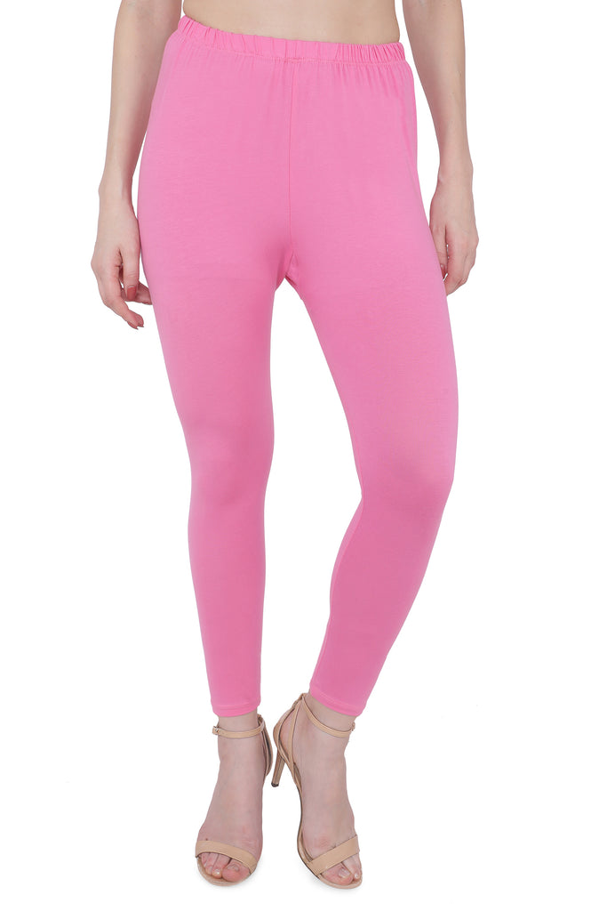 KAD CREATIONS light pink Women's Slim Fit Cotton Ankle Length Leggings  Legging for women