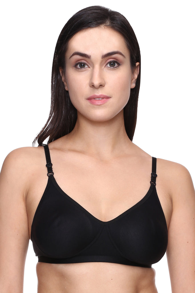 Buy TRASA Women's and Girls Nylon Thin Strip Non-Padded Non-Wired Sports Bra,  Free Size (Size 28 to 36 inch) - Black and Beige at