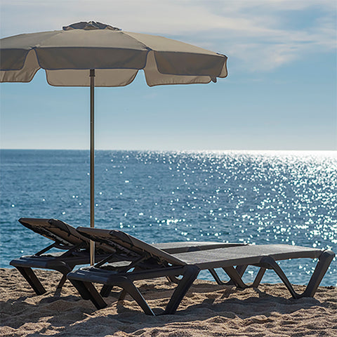 The Beachmaster Umbrella is a perfect match for beachside settings