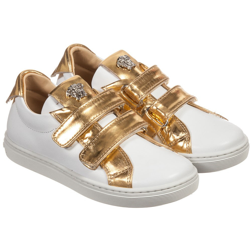 versace white and gold shoes