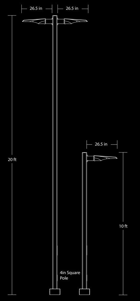 NTX Pole and Fixture Combo - Dimensions