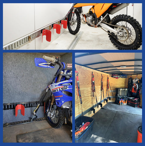 E-track Wall Mount EZ Chock in trailers at an angle and a van on center