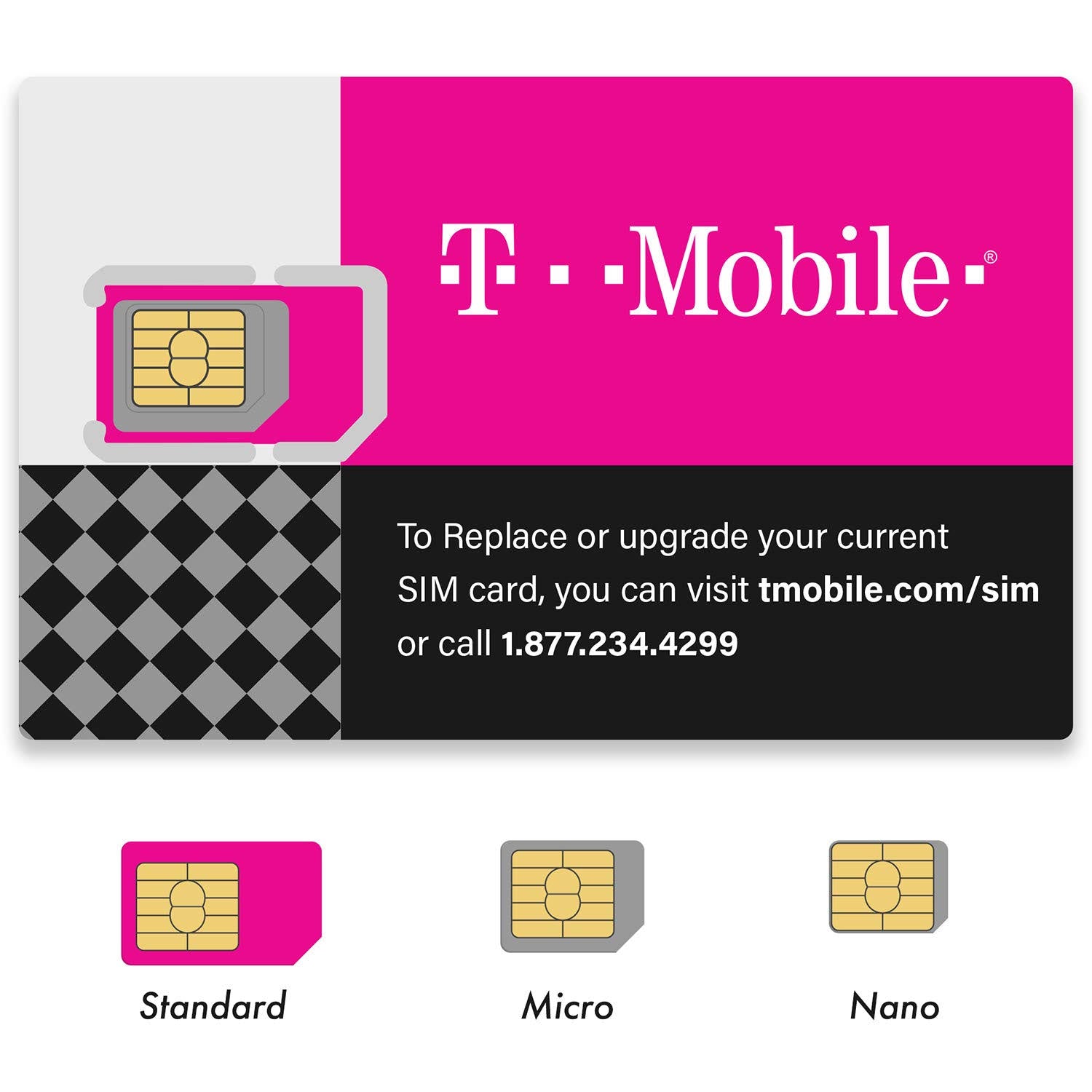 (2 Pack) Authentic Official T-Mobile Sim Card Micro/Nano/Standard GSM 4G/3G/2G LTE Prepaid/Postpaid Starter Kit Unactivated Talk Text Data & Hotspot
