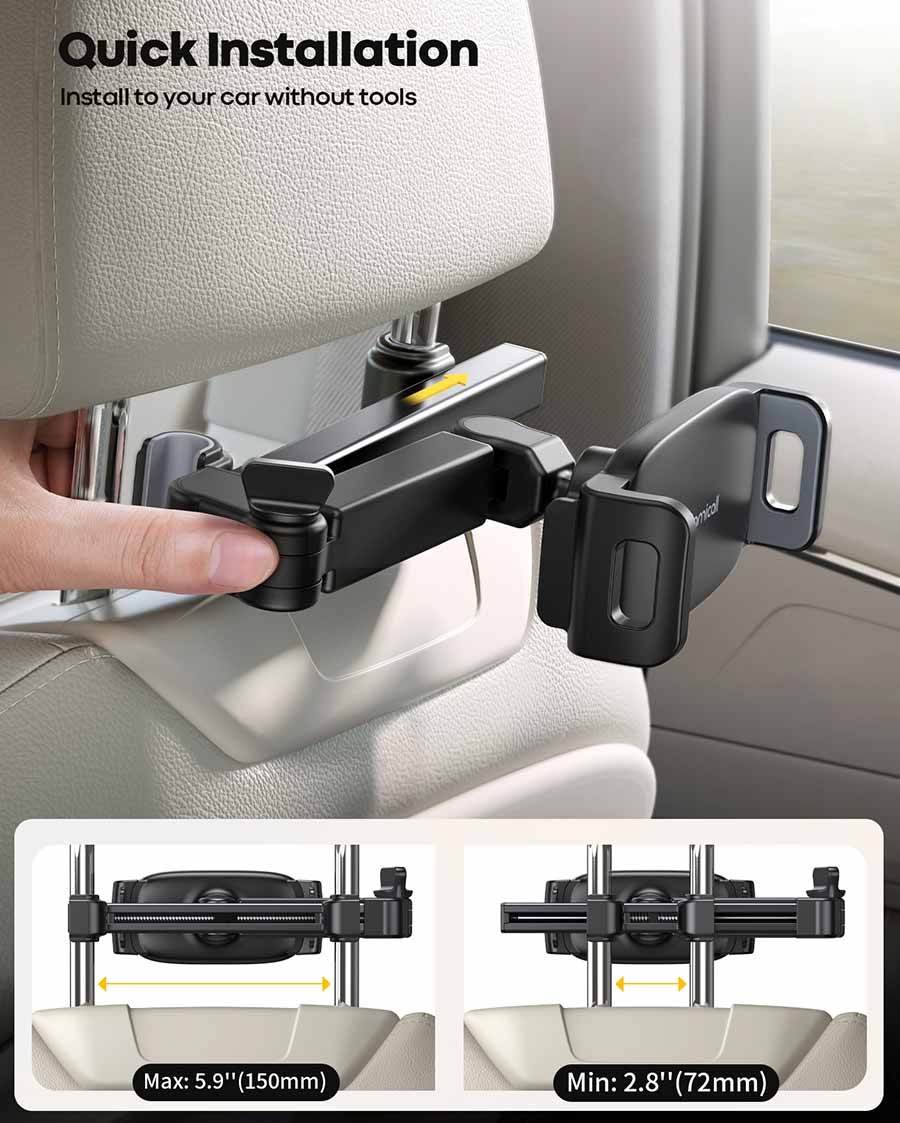  Jobetech Car Headrest Mount, Tablet Holder for Apple iPad,  Samsung Galaxy Tab and All 5 to 12 Devices, Black : Electronics