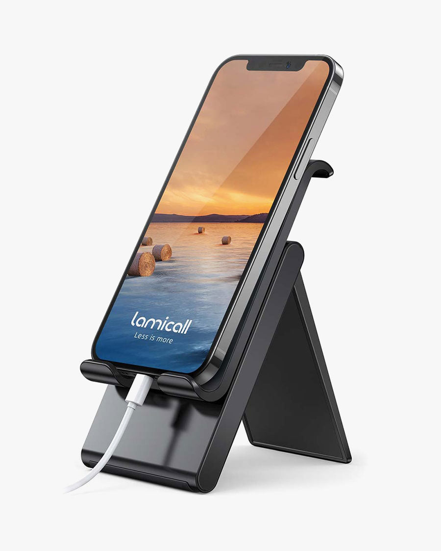 Lamicall 2 in 1 Adjustable & Foldable Phone Tablet Stand for Desk, Pla