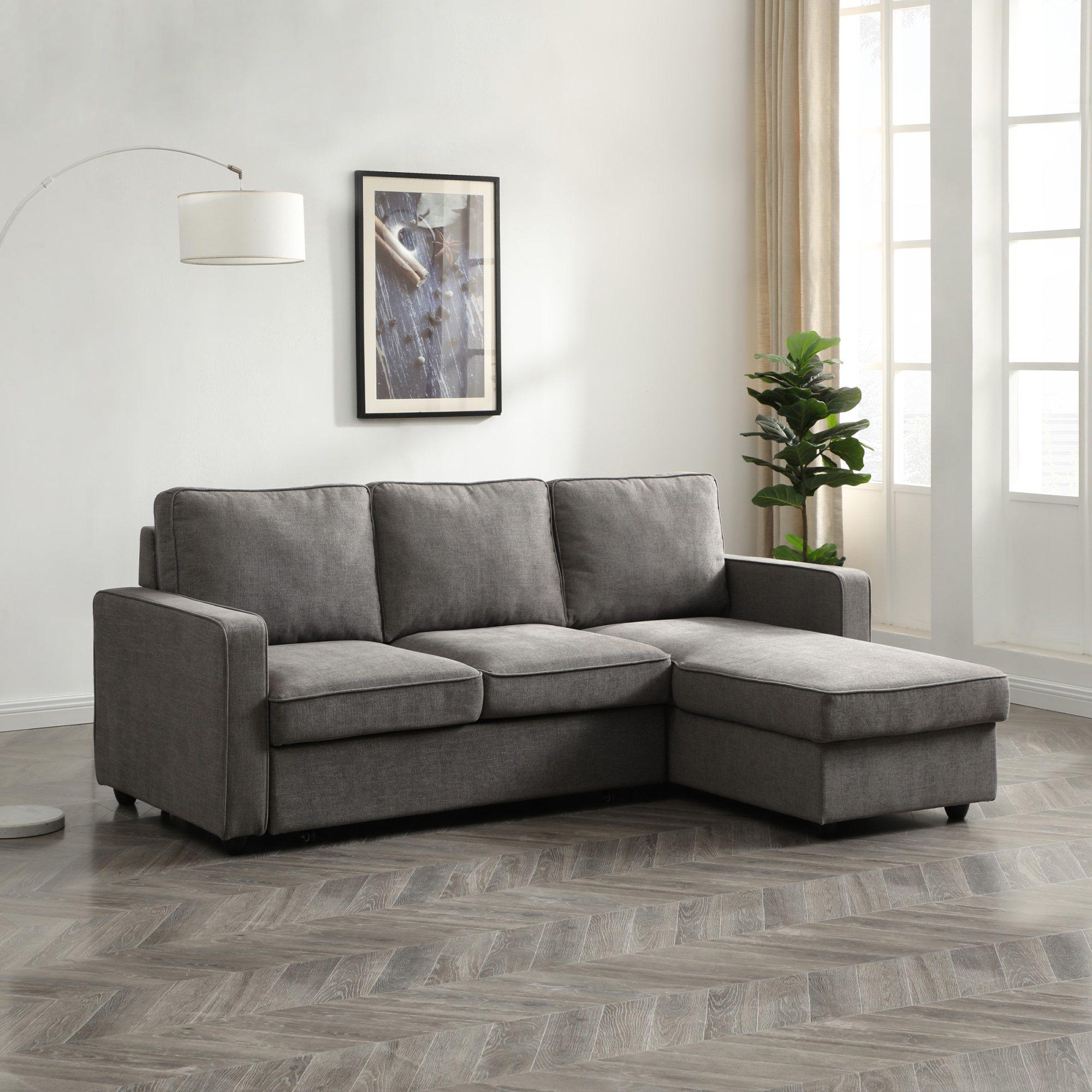 Alfio Typhon Grey Weave Fabric Corner Sofa Bed