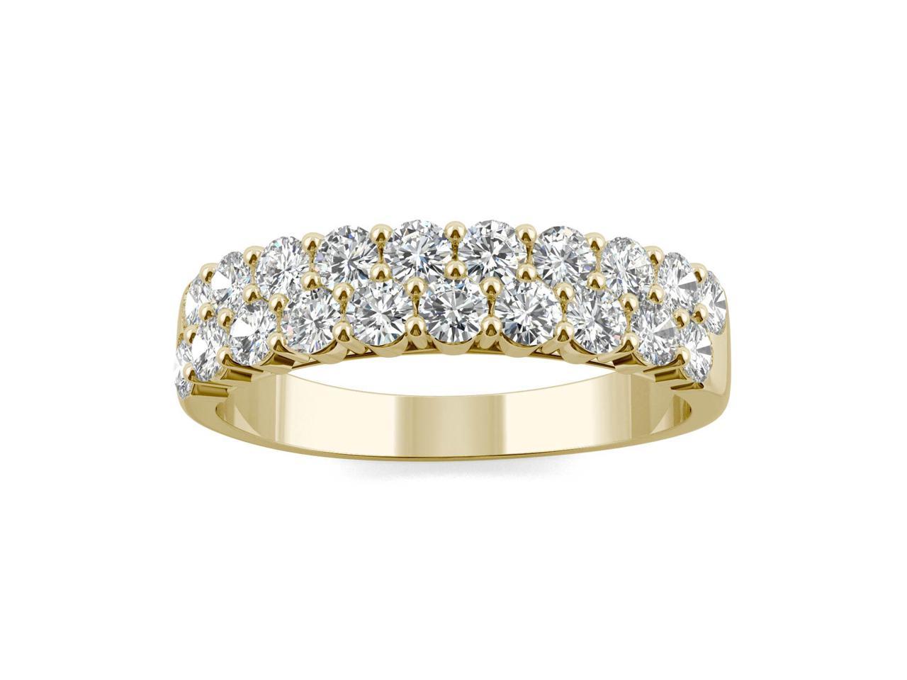 14K Yellow Gold Moissanite by Charles & Colvard 2.4mm Round Band-size 9, 1.00cttw DEW