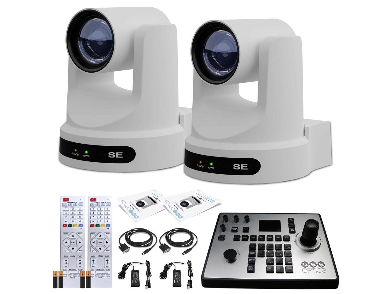 2 x PTZOptics Move SE PTZ Camera with 30x Optical Zoom (White) + PTZOptics PT-JOY-G4 Controller