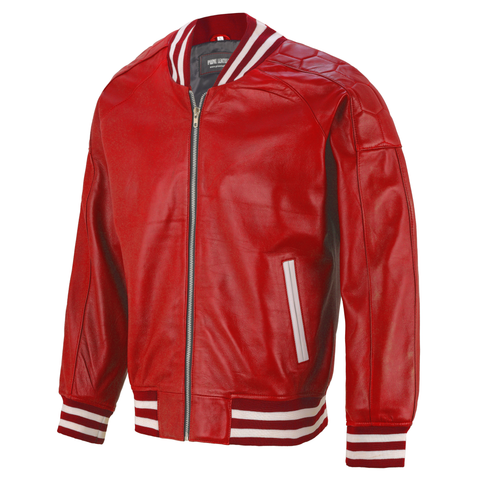 red leather bomber jacket