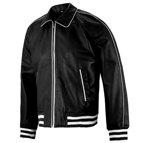 black and white leather jacket