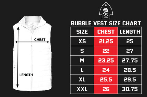 Bubble Vest Size Chart