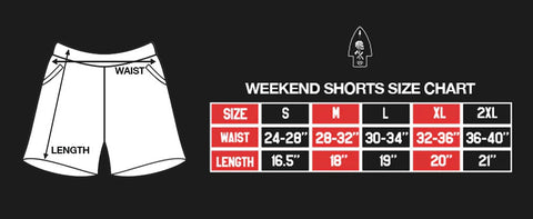 weekend shorts size chart