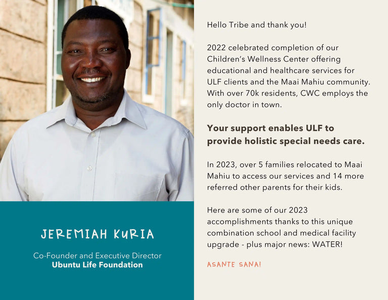 Ubuntu Life Foundation - 2023 Annual Report - Message from Jeremiah Kuria Co-Founder and Executive Director of Ubuntu Life Foundation