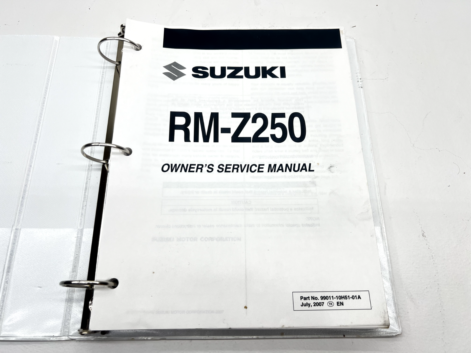 2007 Suzuki RMZ250 Owners Service Manual Book Reference maintenance guide