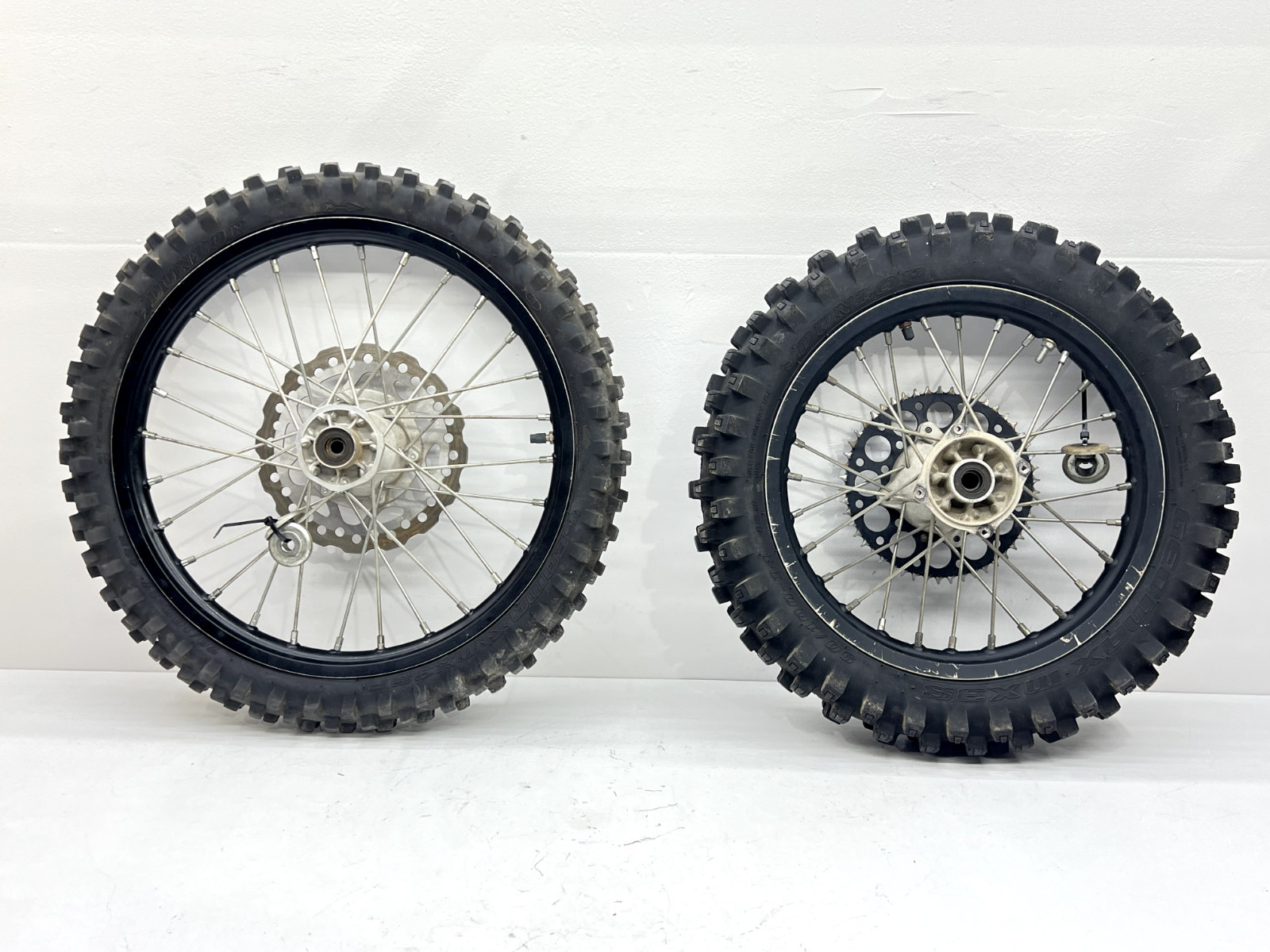 2015 Kawasaki KX85 Wheel Set Tire Rim Spacer Rotor Black Hub 21” Front 19" Rear