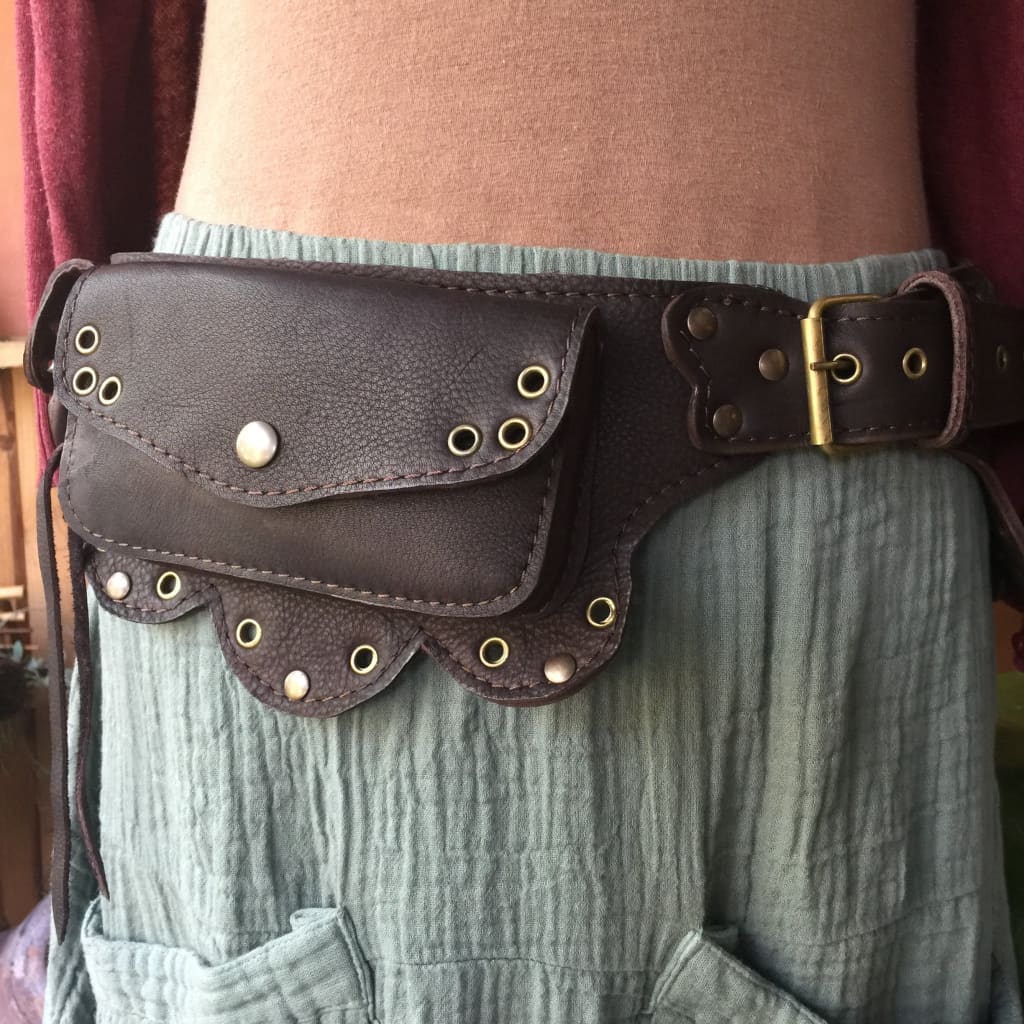 Festival Belt Bag | Leather Utility Belt | Steampunk Hip Purse - LOTUS