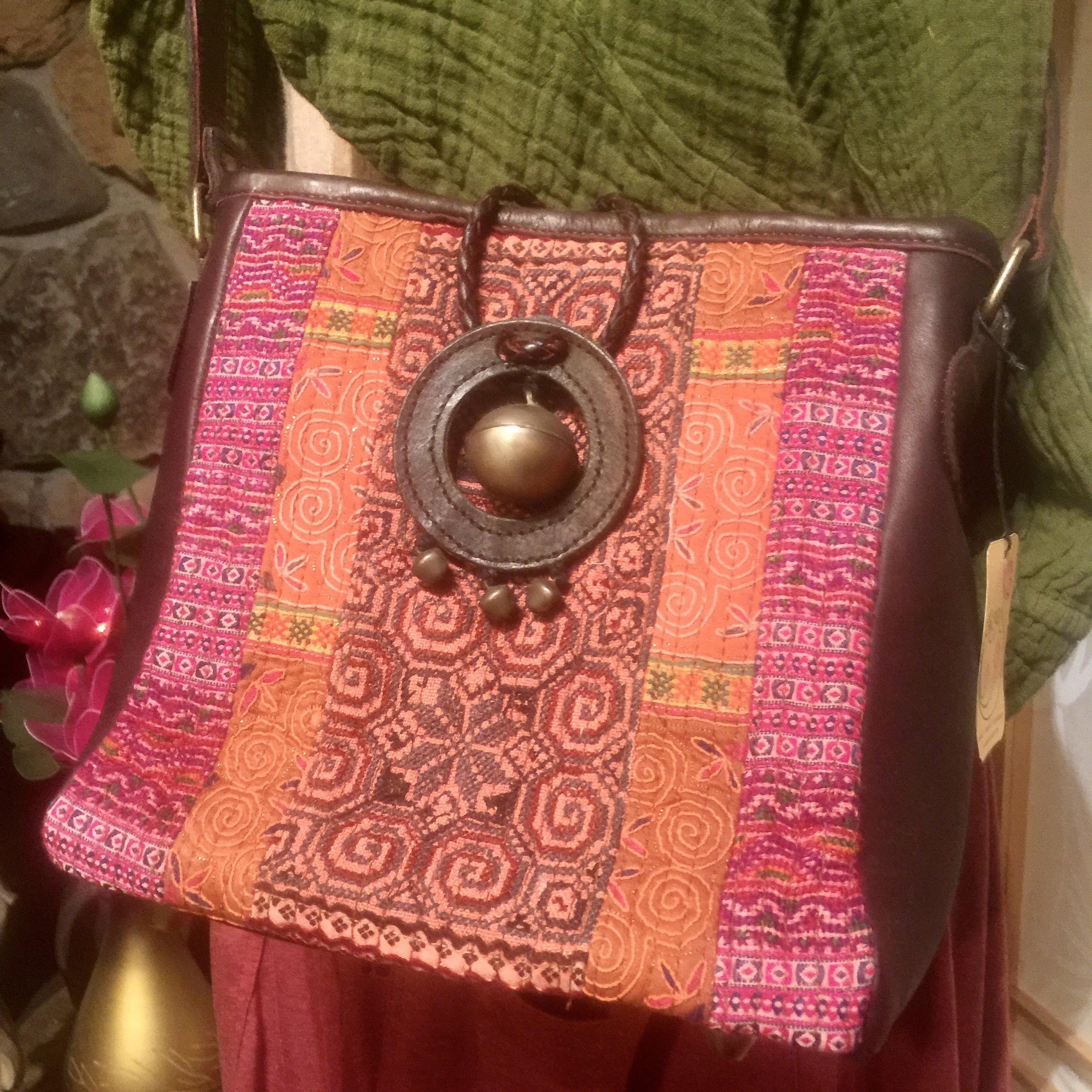 Hmong Hill Tribe Shoulder Bag | Vintage Fabric & Leather | H