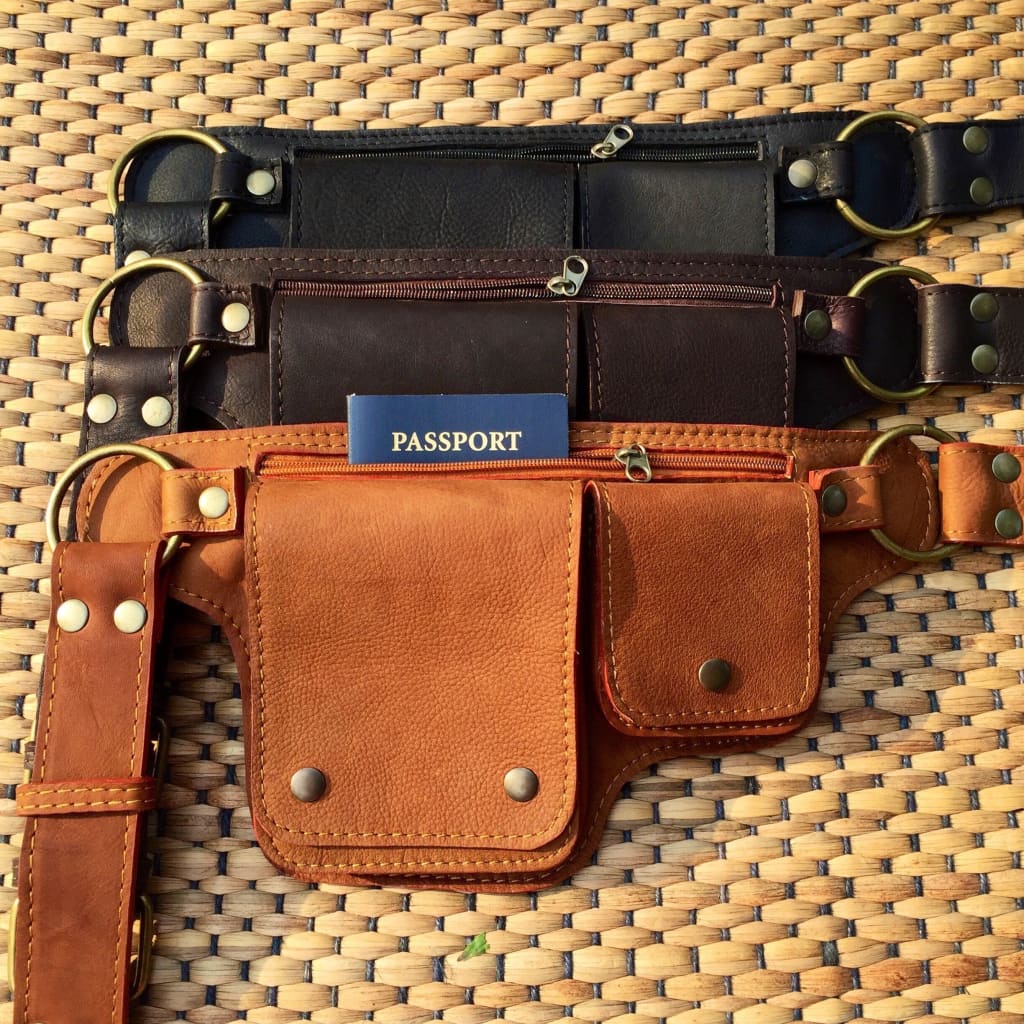 Leather Belt Bag | Fanny Pack | Travel Utility Belt Purse | Waist Bag