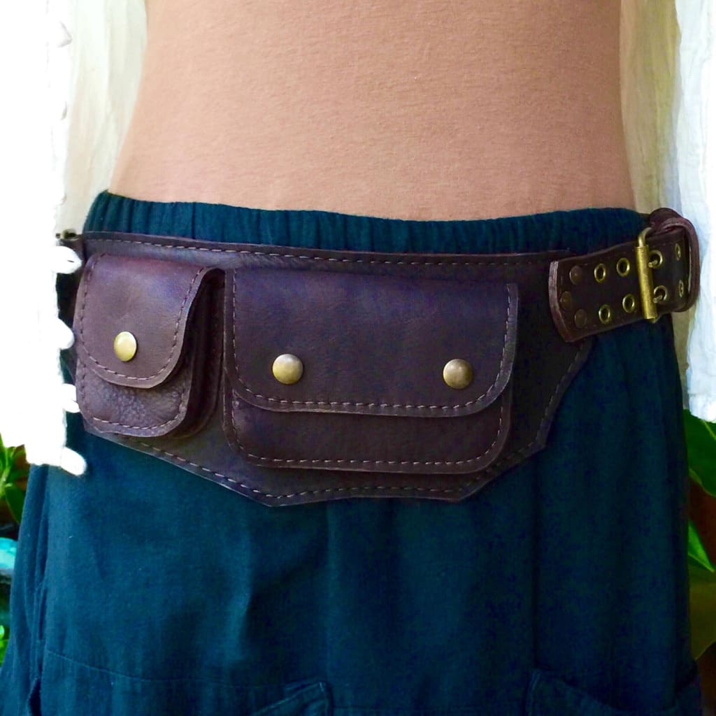 Leather Utility Belt / Pocket Hip Purse / Travel Belt Bag/ Waist Pouch