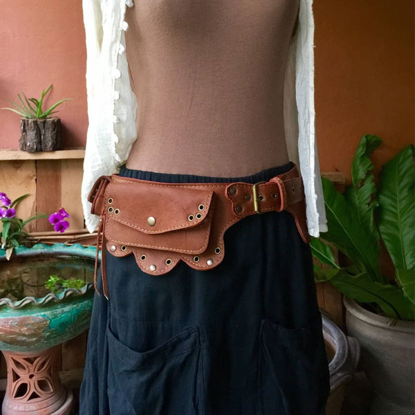 Leather Utility Belt Bag | Hip Purse | Women's Festival Fanny Pack - LOTUS