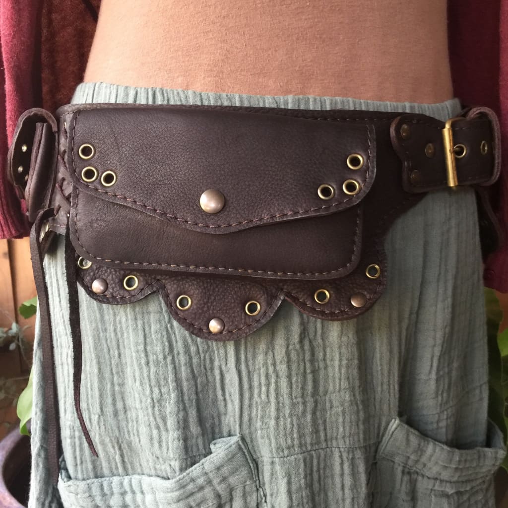Leather Pocket Belt / Hip Bag / Festival Fanny Pack - Lotus - Leather ...