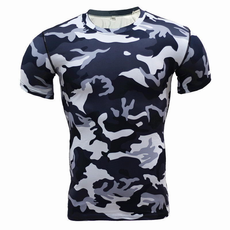 Running Shirt Camouflage T-shirt Fitness Leggings Quick-drying Camouflage - Ahmad