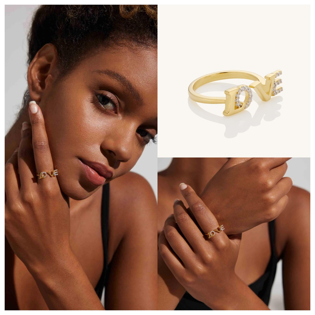 18K Gold Vermeil Adjustable Love Ring for Women – Kira LaLa