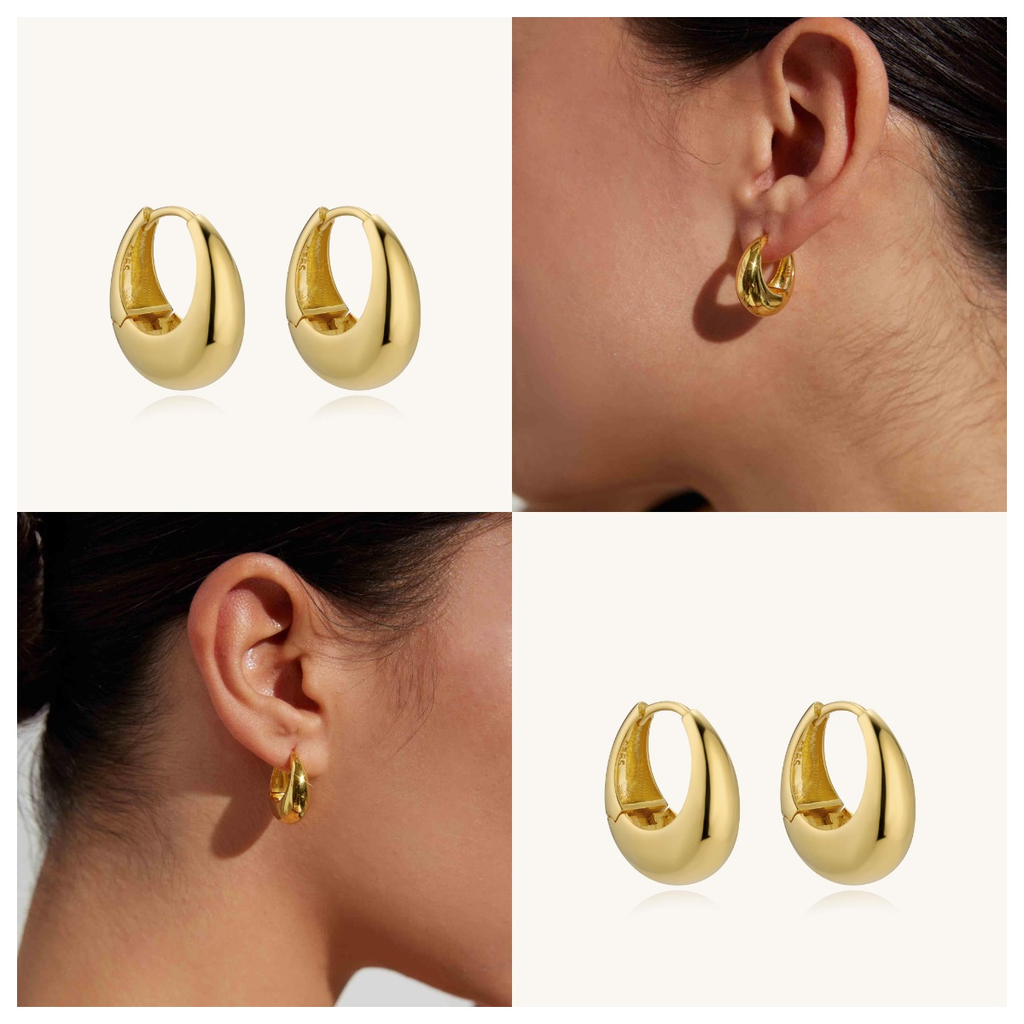 18K Gold Vermeil U-shaped Chunky Hoop Earrings – Kira LaLa