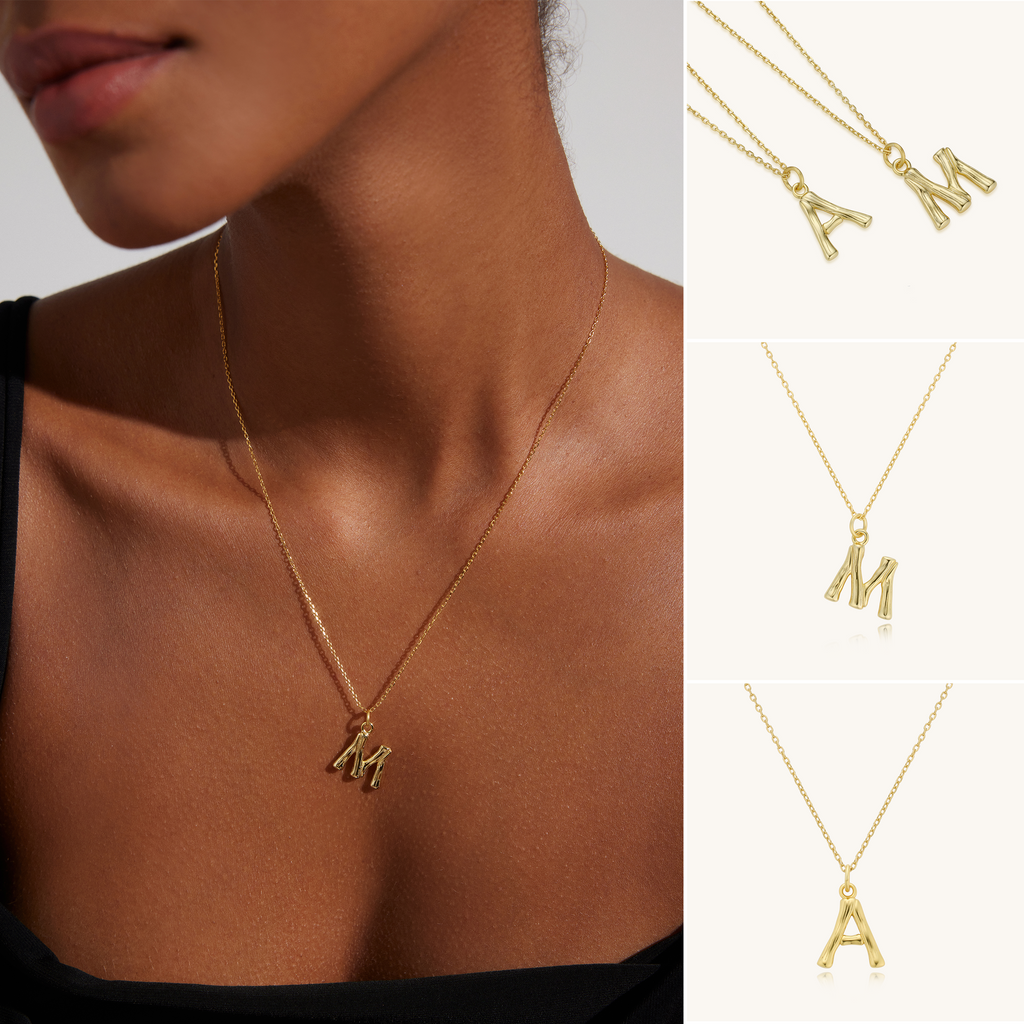 18k Gold Vermeil Initial Pendant Necklace - Kira LaLa