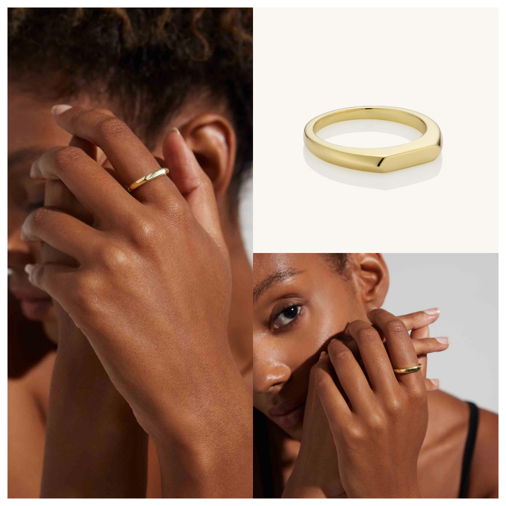 Minimalist Gold Vermeil Signet Ring - Kiralala.com