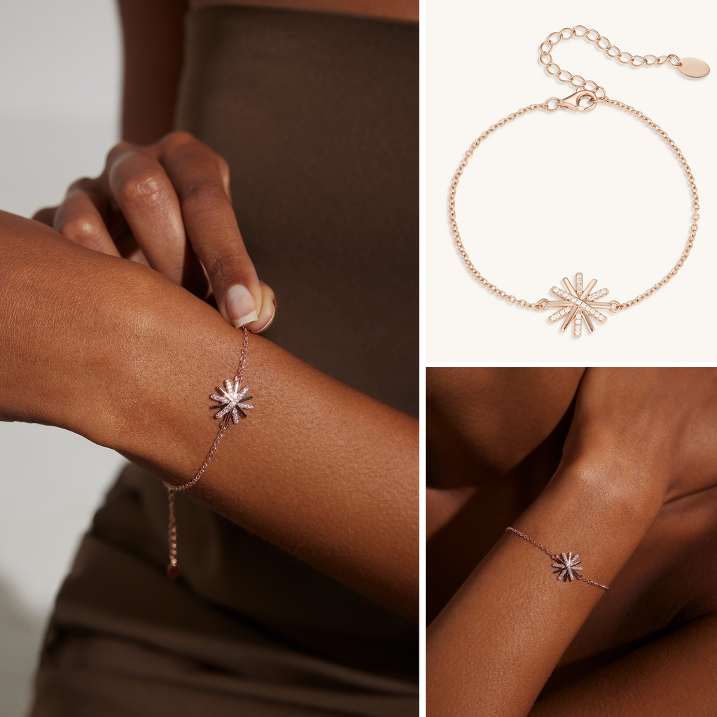 Rose Gold Open Flower Zircon Bracelet for Women – Kira LaLa