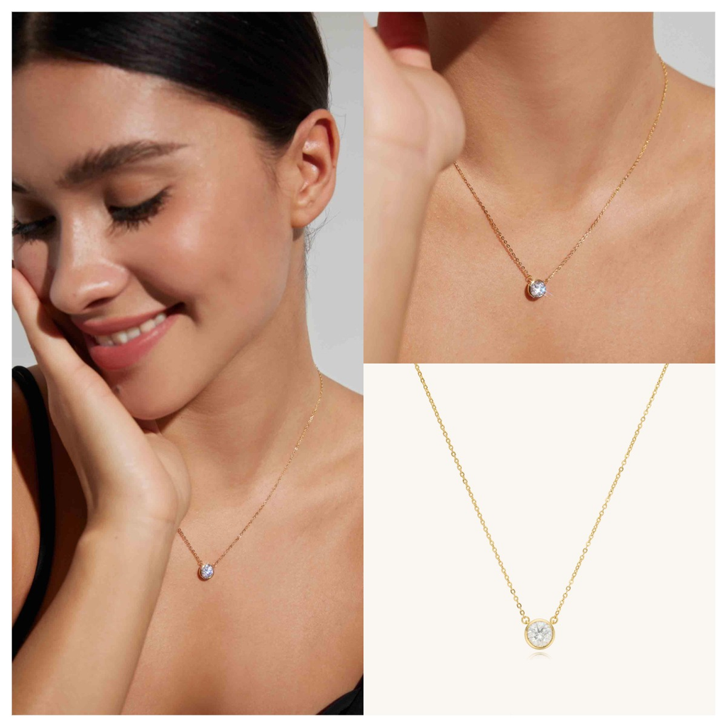 Single Diamond Pendant Necklace - Kiralala.com