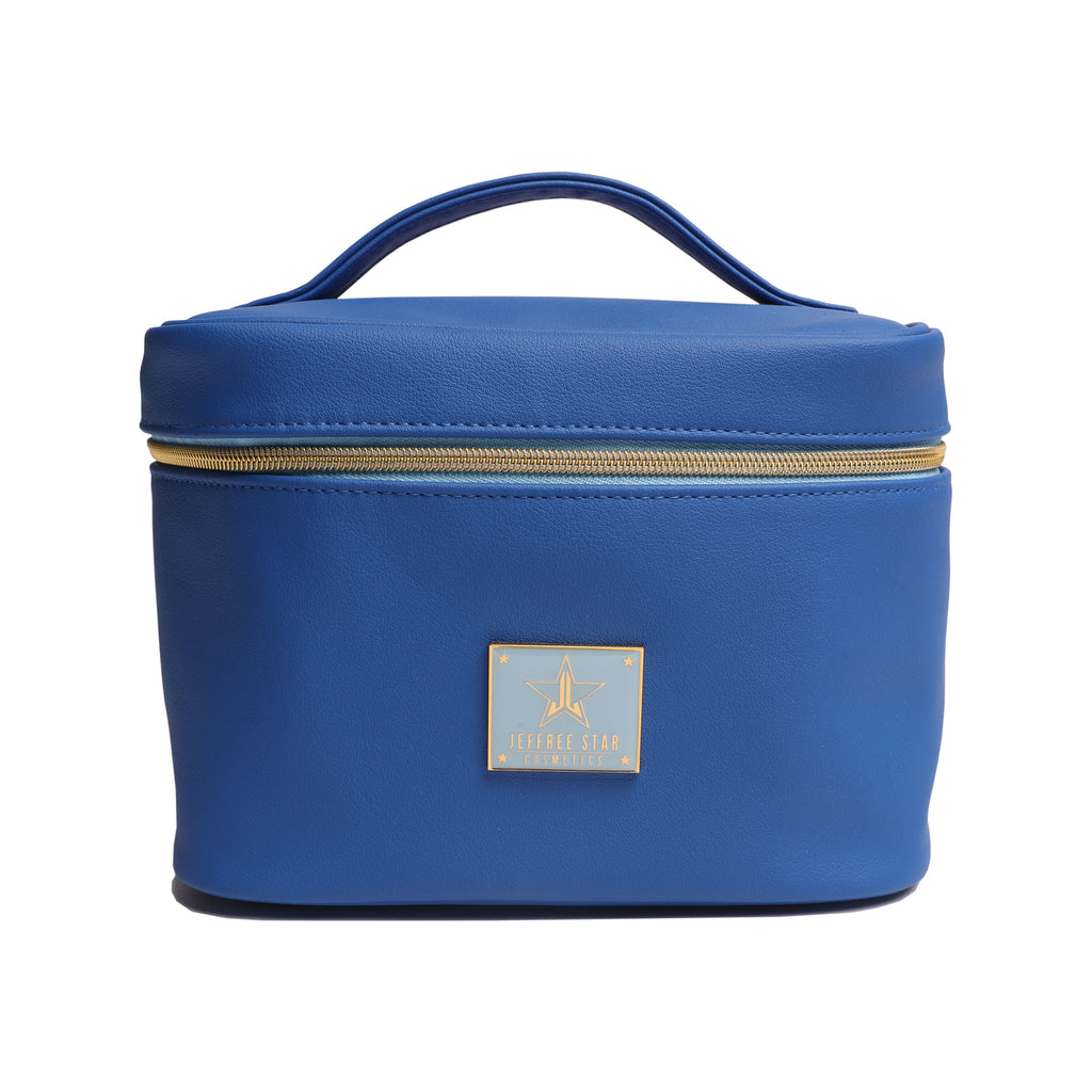 blue makeup bag