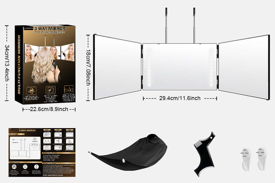 JUSRON 3 Way Mirrors Product Specifications