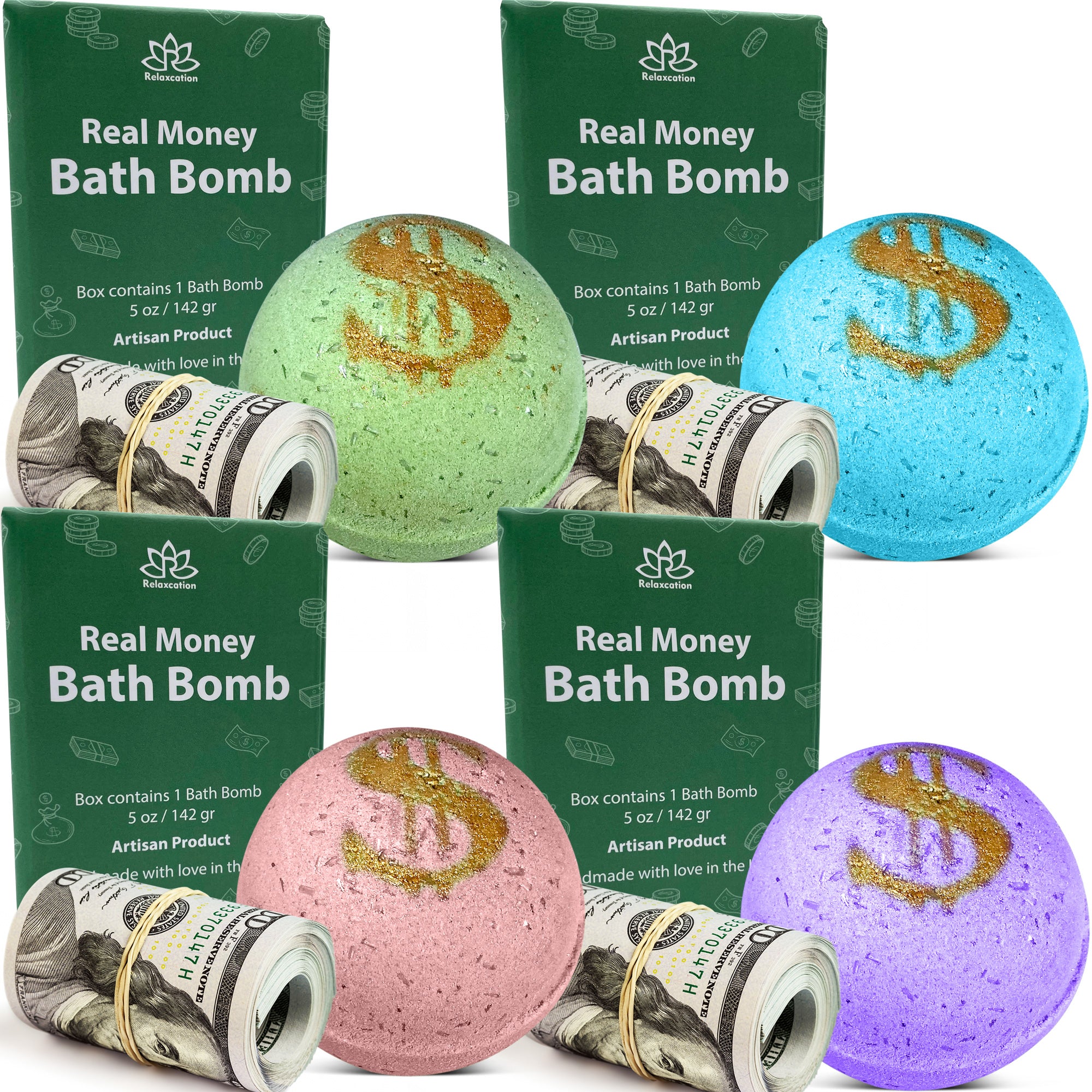 bath bombs filled with money