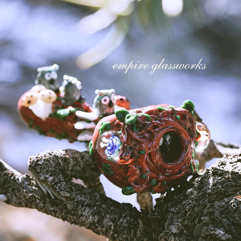Empire Glassworks Hooties Forest Owl Hand Pipe