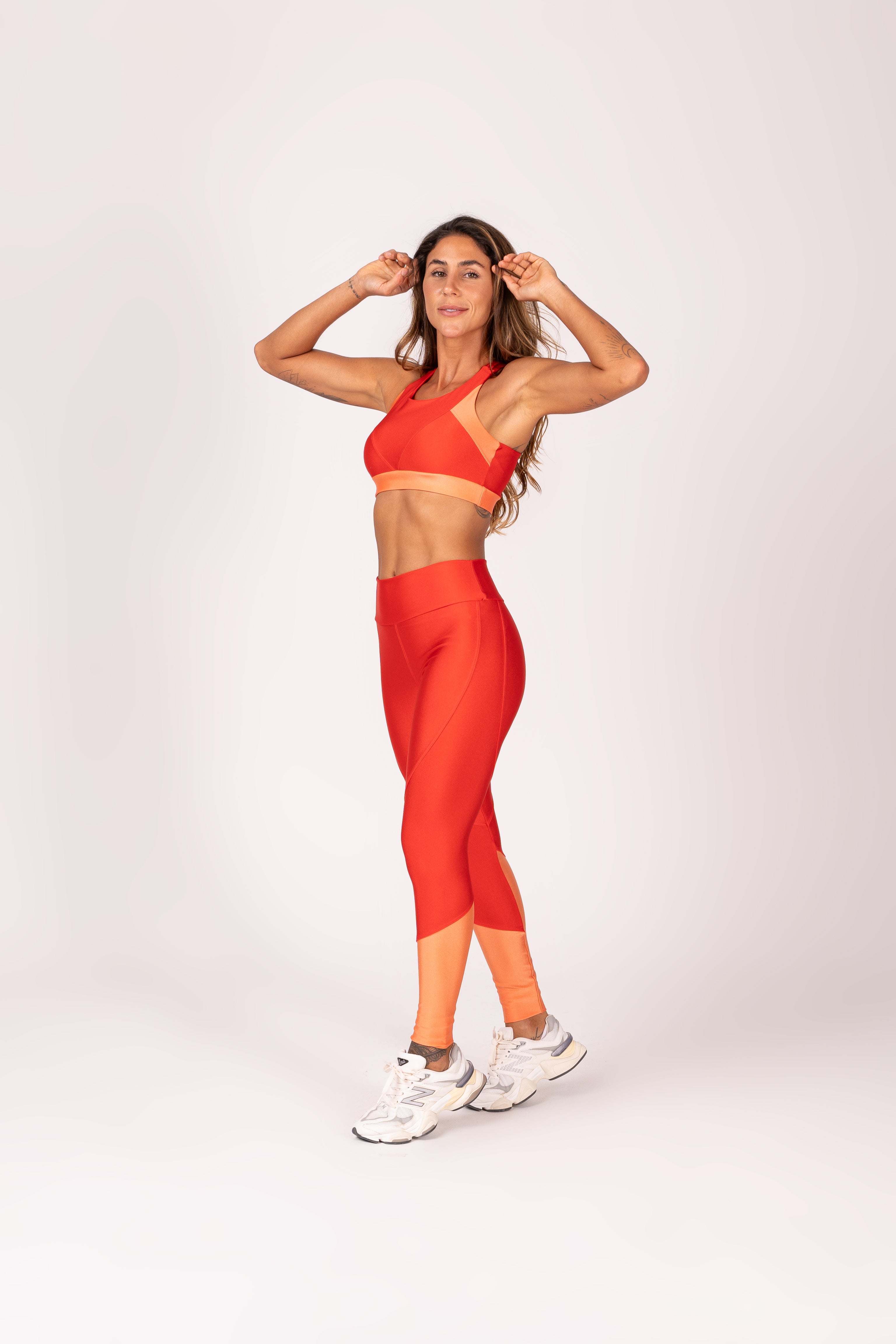 Conjunto Legging e Top Recortes Premium Vermelho e Laranja Papaya 3