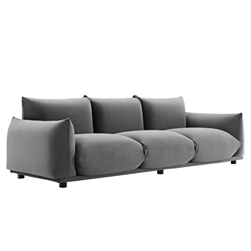 Modway Copious Performance Velvet Sofa in Gray