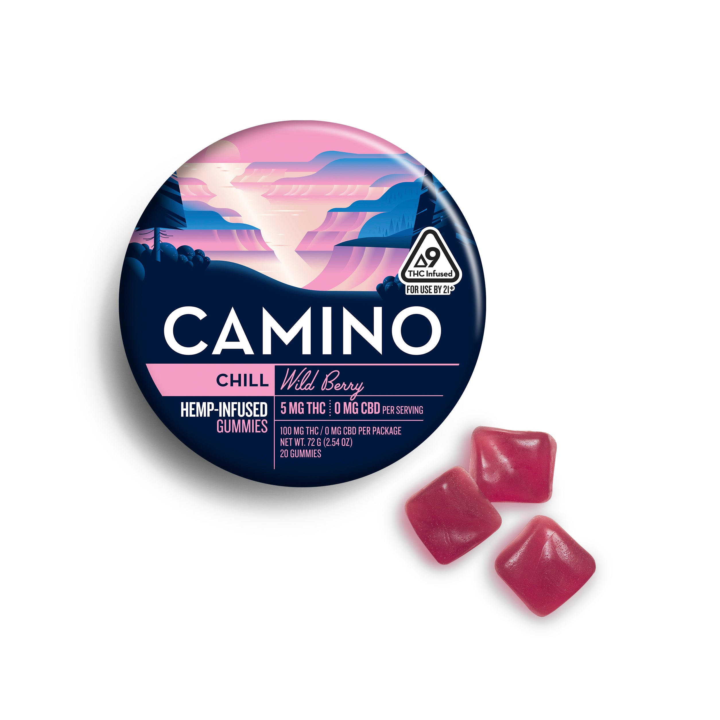 Camino Wild Berry 'Chill' 5mg Gummies - Kiva Confections product image