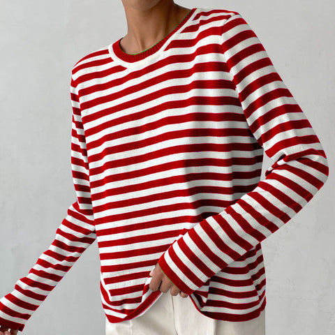 Shirts for Women Trendy Autumn Sexy Striped Long Sleeve Loose Top